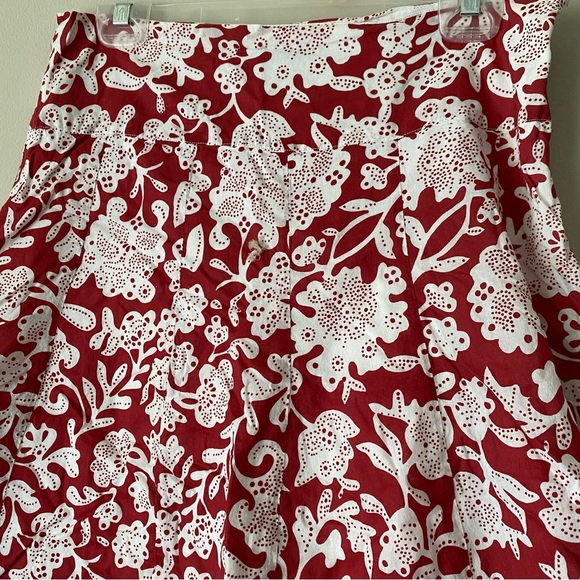 Zero Base Red and White Floral Patterned Skirt with Liner Size 36 - Picture 6 of 10